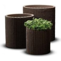 KETER S+M+L CYLINDER PLANTERS trīs puķu podu komplekts, brūns
