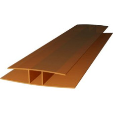 Savienojuma profils polikarbonāta loksnēm PC-H 8-10 mm, 2000mm, Bronza