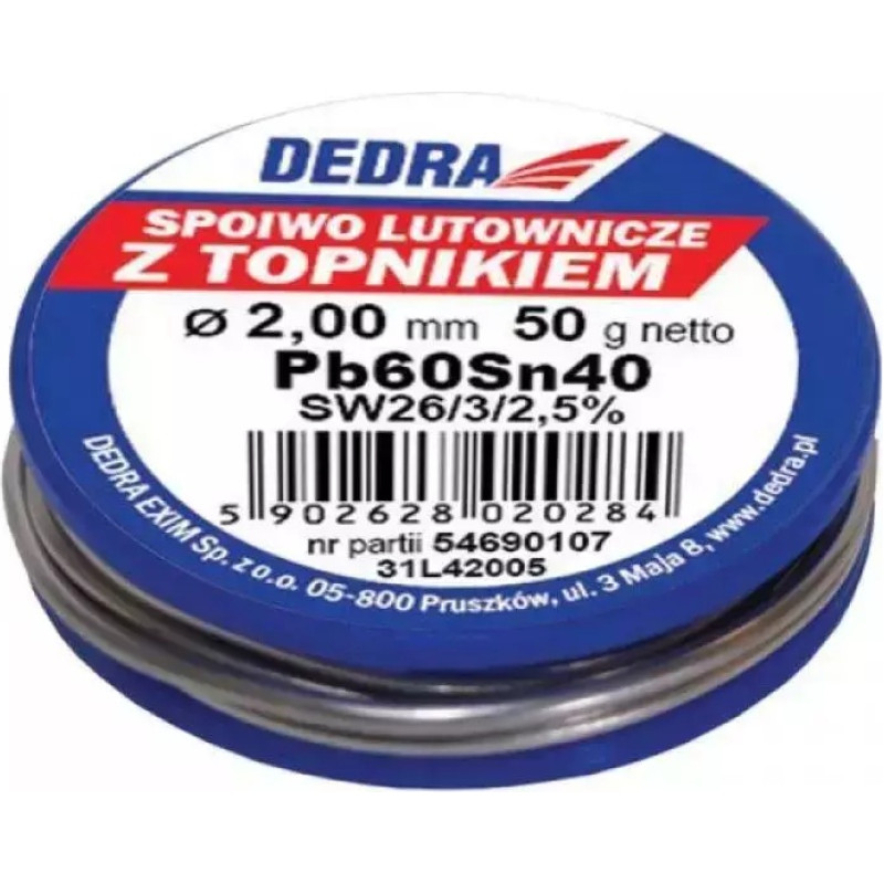 Lodalva ar kusni, 40 % SN, Pb60Sn40, 2,0 MM, 50 G