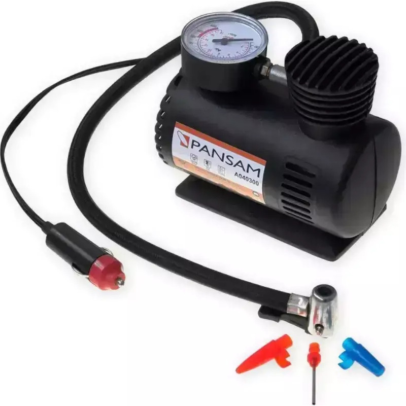 Auto kompresors, 12 V, 250 PSI, 11 l/min, gaisa vads 50 cm, 3 uzgali
