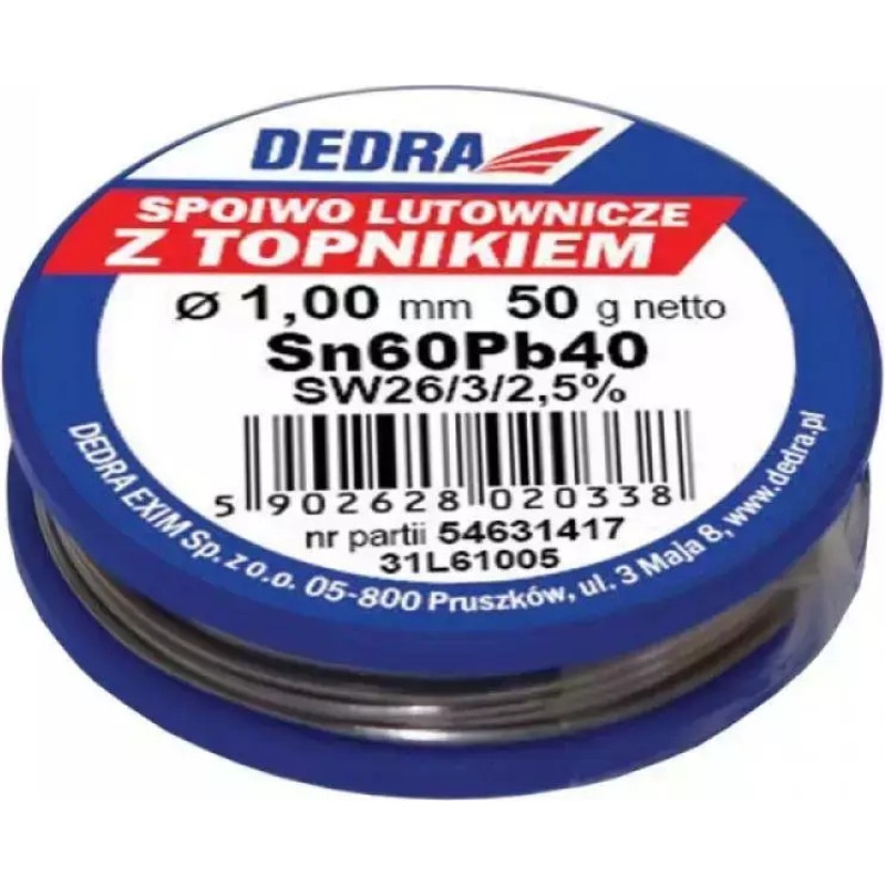 Lodalva ar kusni, 60 % SN, Pb60Pb40, 1,0 MM, 50 G