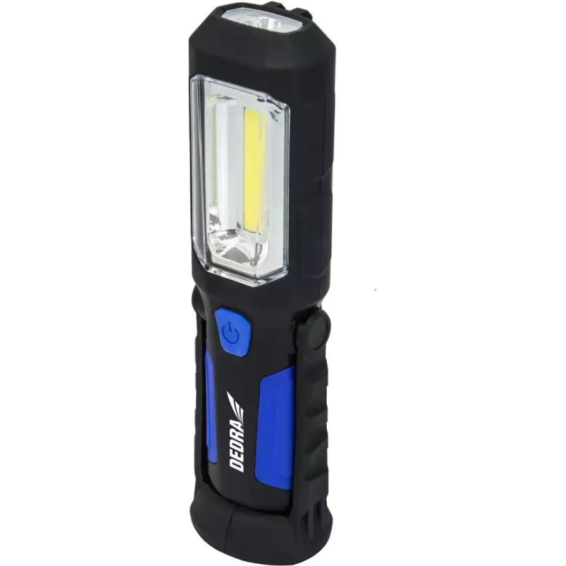 Akumulatora lampa, Ni-MH, 3 W COB LED + 1 W LED, USB barošanas bloks 230 V un 12 V,
250 lm, garena ar pamatni, magnetu, aki, darbalaiks aptuveni 4 st.
