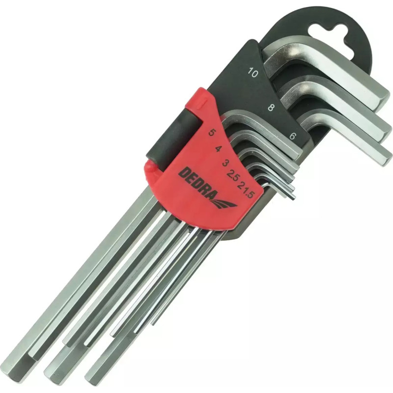 Garas sešstura uzgriežnu atslegas 1.5-10mm kompl. 9 gab., CrV