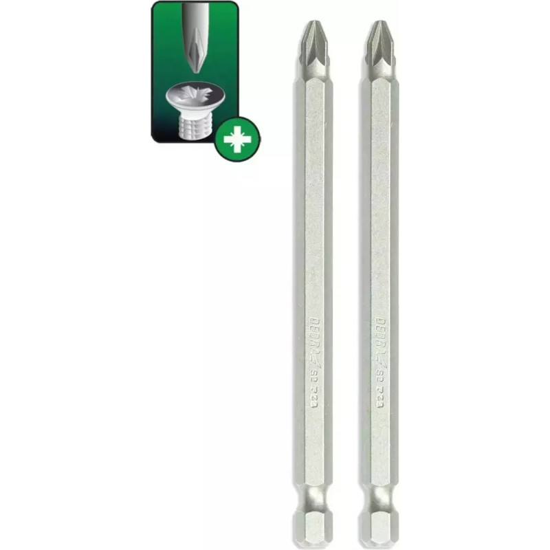 Skruvgriežu uzgali Pozidriv PZ2x100mm, 2gab. blisteris