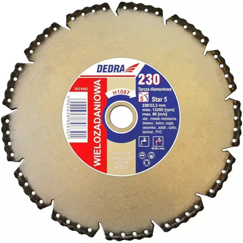 Dimanta segmentu disks 125/22,2 mm Five Star dažadu materiali griešanai VACUUM BRAZED