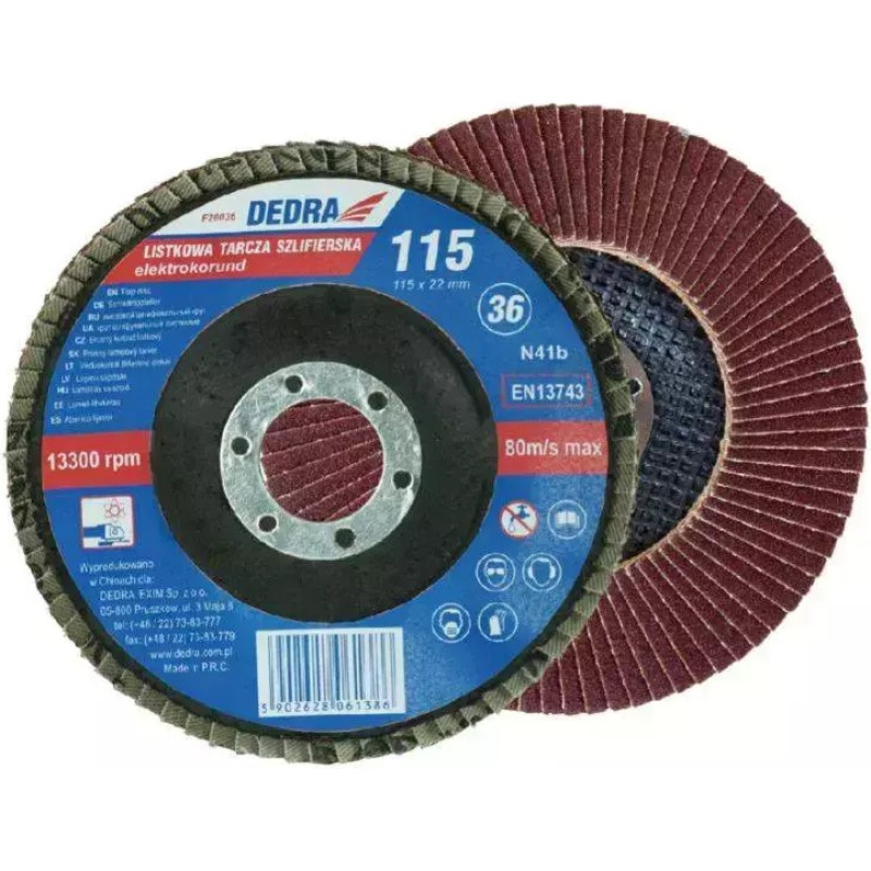 Slipešanas lapindisks 115 x 22 mm, granulacija 36