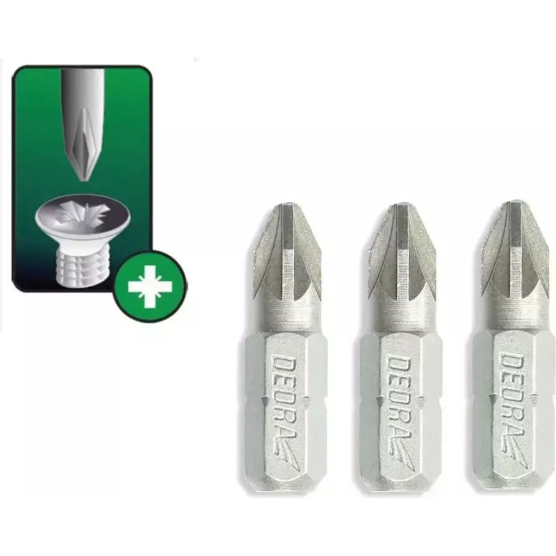 Skruvgriežu uzgali Pozidirv PZ1x25mm, 3gab. blisteris