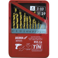 Urbju komplekts metalam HSS+kobalts+TiN,19gab, 135°
