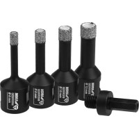 Dimanta kronurbju komplekts 6,8,10,12mm, adapteris HEX